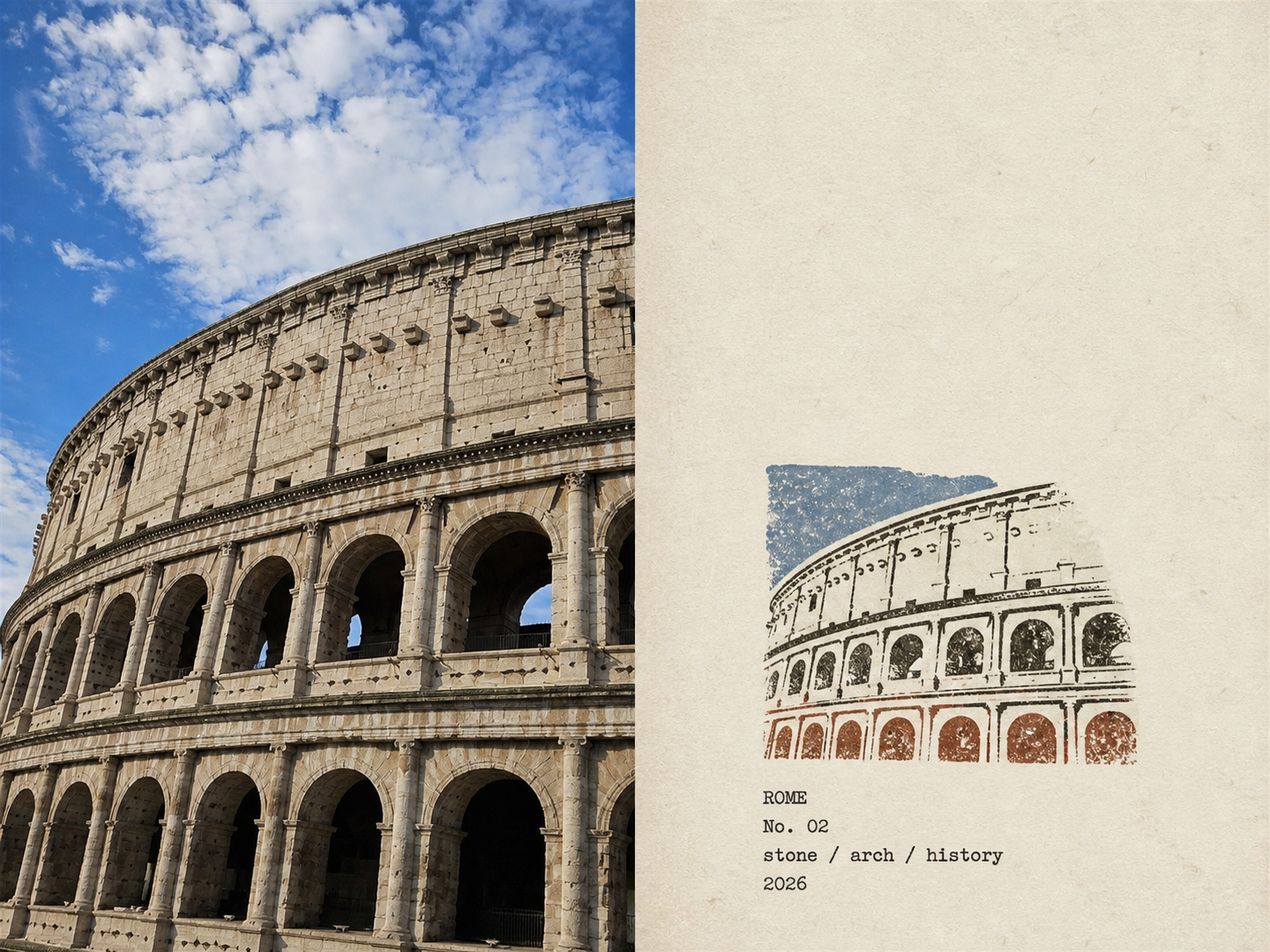 Roma Kolezyumu fotoğraf ve kauçuk damga tarla notu posteri